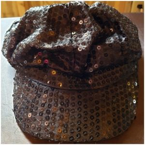 Sequin Black Newsboy Cap